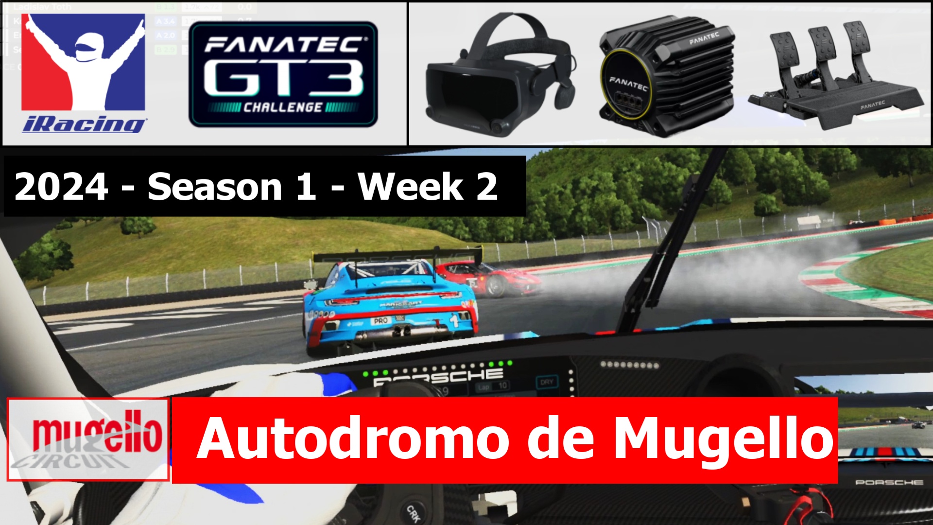 iRacing VR Porsche 911 (992) Mugello GT3 Fanatec Challenge 2024