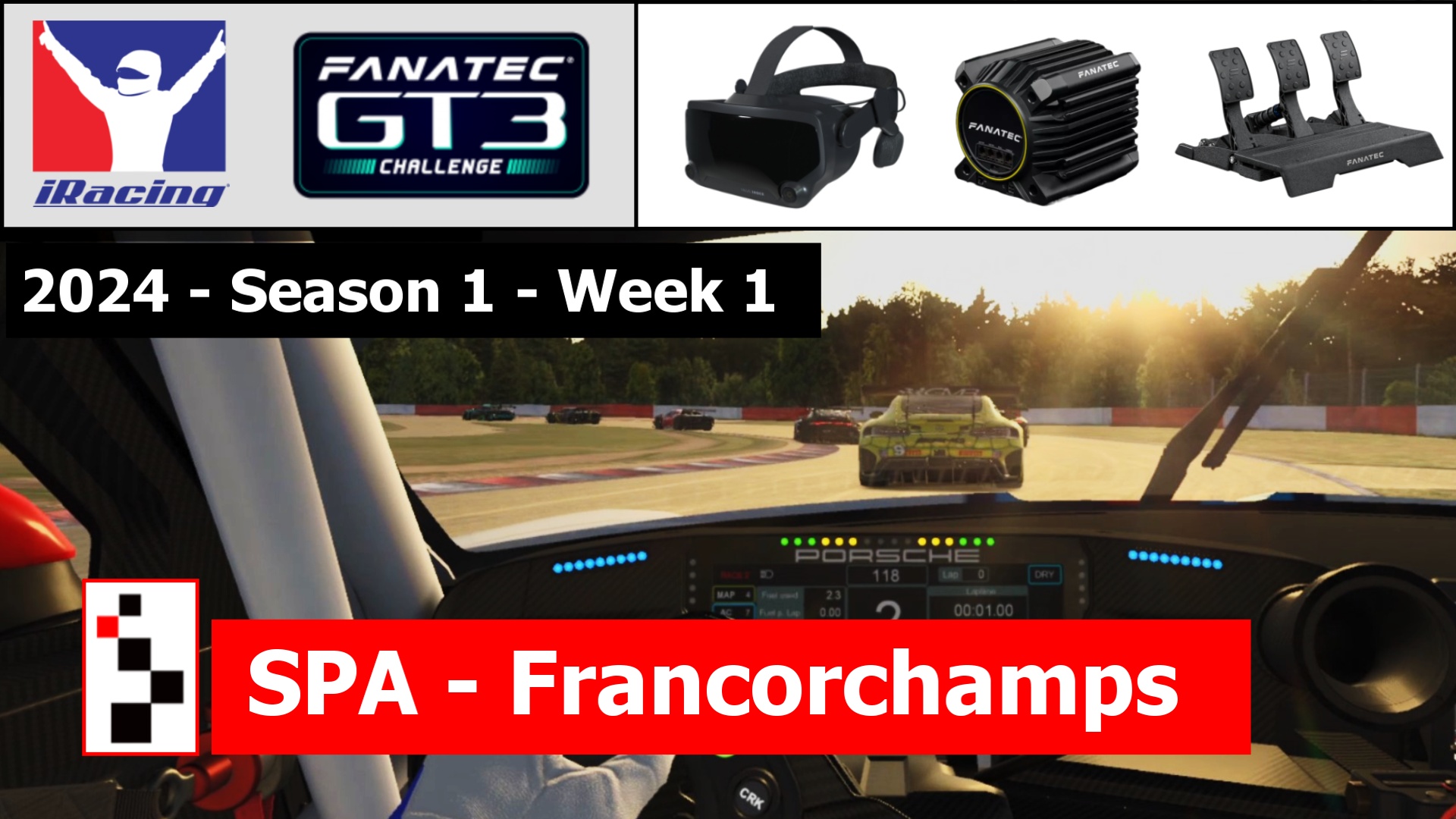 iRacing VR Porsche 911 (992) SPA Francorchamps GT3 Fanatec